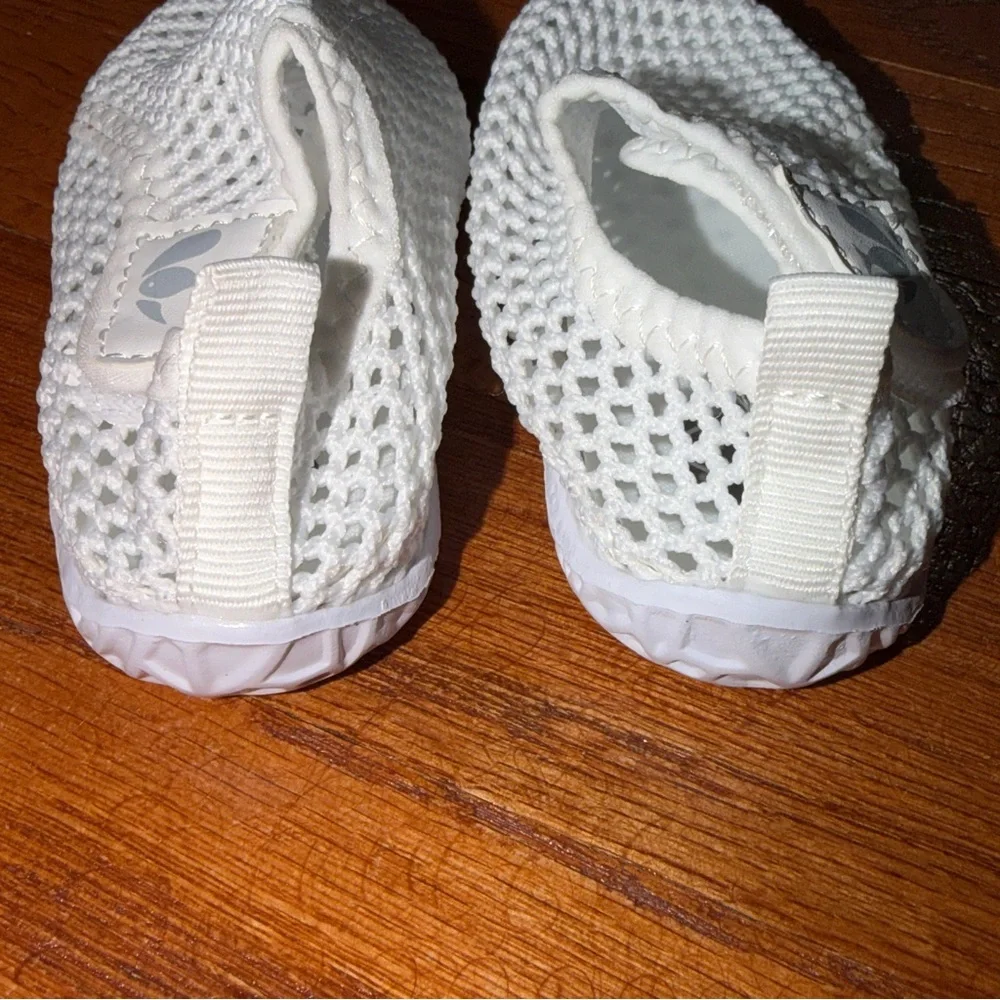Toddler White Mesh Water Shoes | Lightweight Slip-On Pool Beach Shoes | Size 4